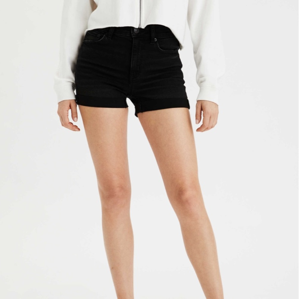 black jean shorts